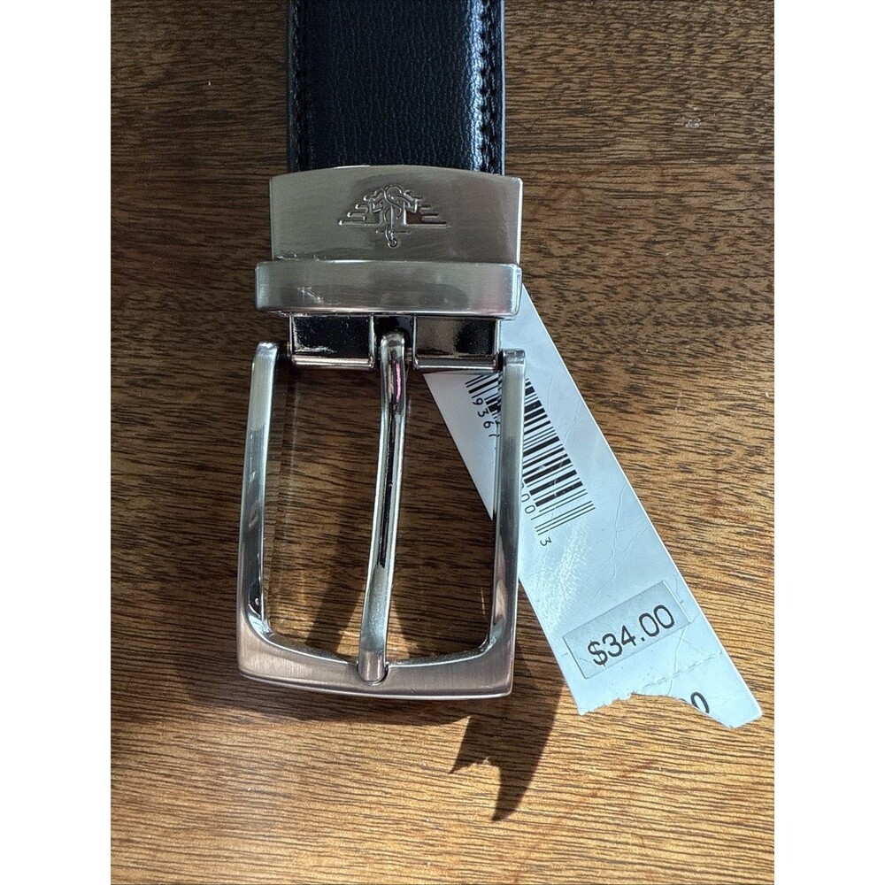 NEW Dockers Men's Genuine Leather Edge Double Stitch Belt Size M 34-36 Black